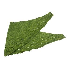 Vintage 90s Y2K shawl wrap head kerchief moss green knit crochet branch vine